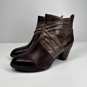 L'Artiste by Spring Step Jazlyn Women's US 6.5-7 Brown Leather Zip Ankle Boots